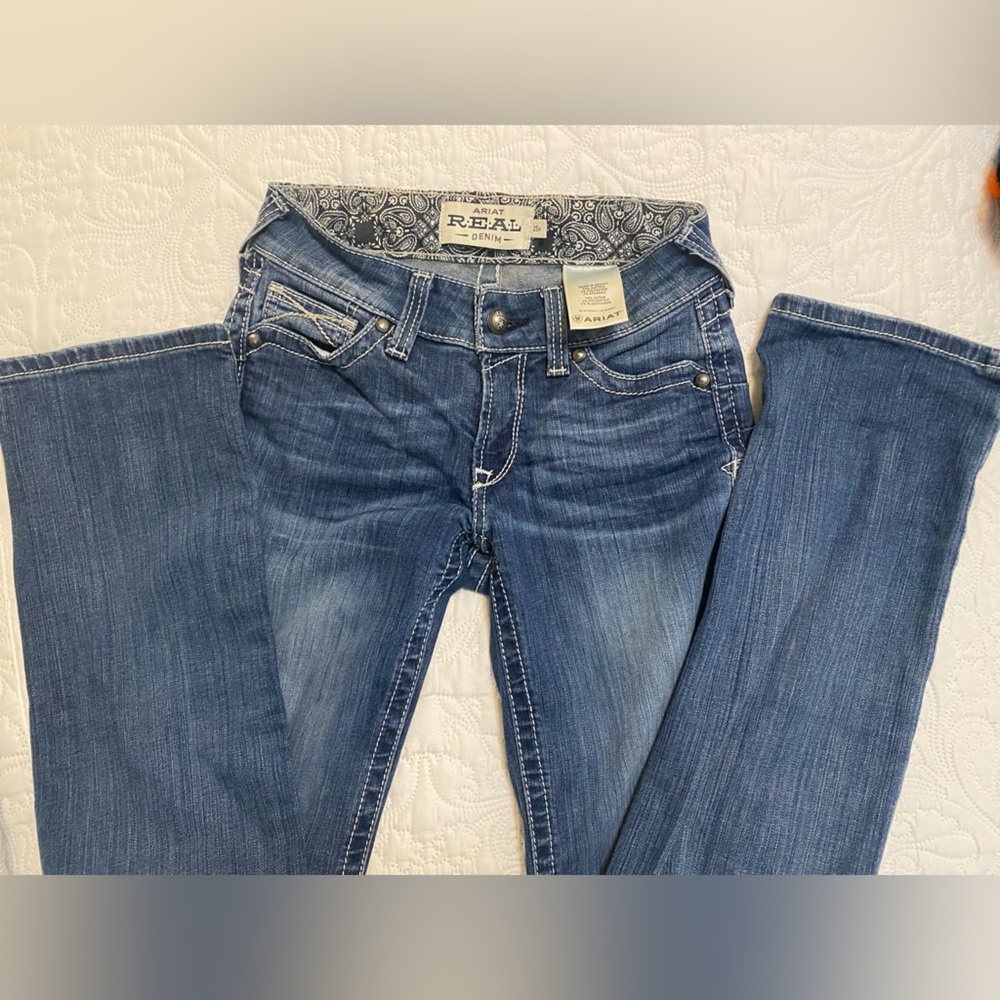 Ariat R.E.A.L. Mild Stretch Icon Stackable Straight Leg Jeans 25R - Picture 8 of 12